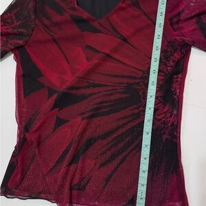 Source Unknown Red Fitted 3/4 Sleeve Blouse